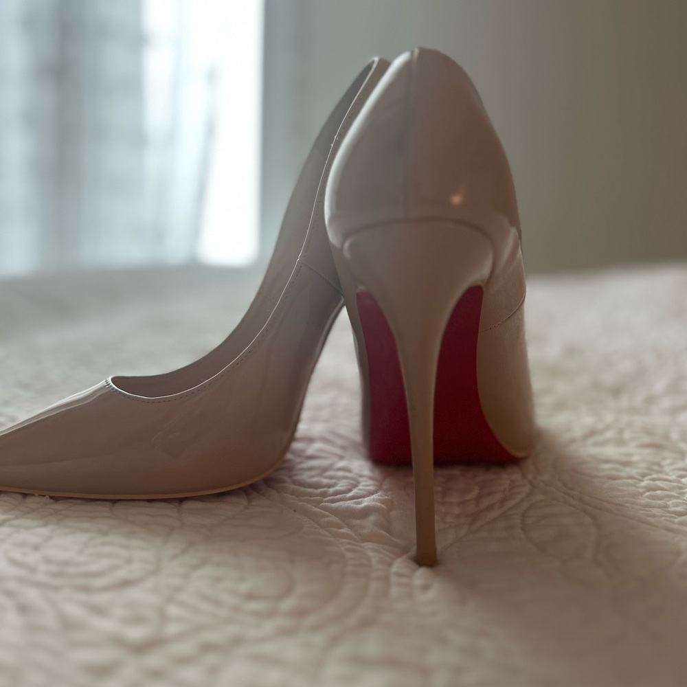 Christian Louboutin Nude Patent Leather Pumps with Red Soles